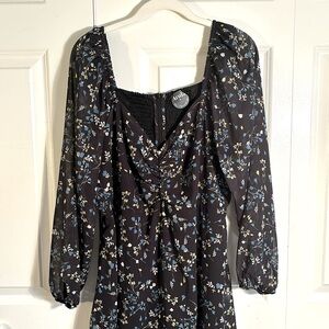 ARULA Black Maxi Dress with Flowers Plus Size  (X) 12/14 W